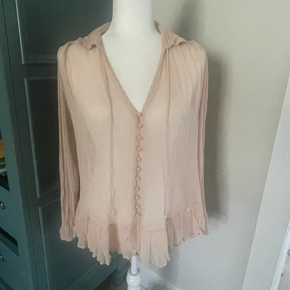 Free People Cream Button-Down Blouse